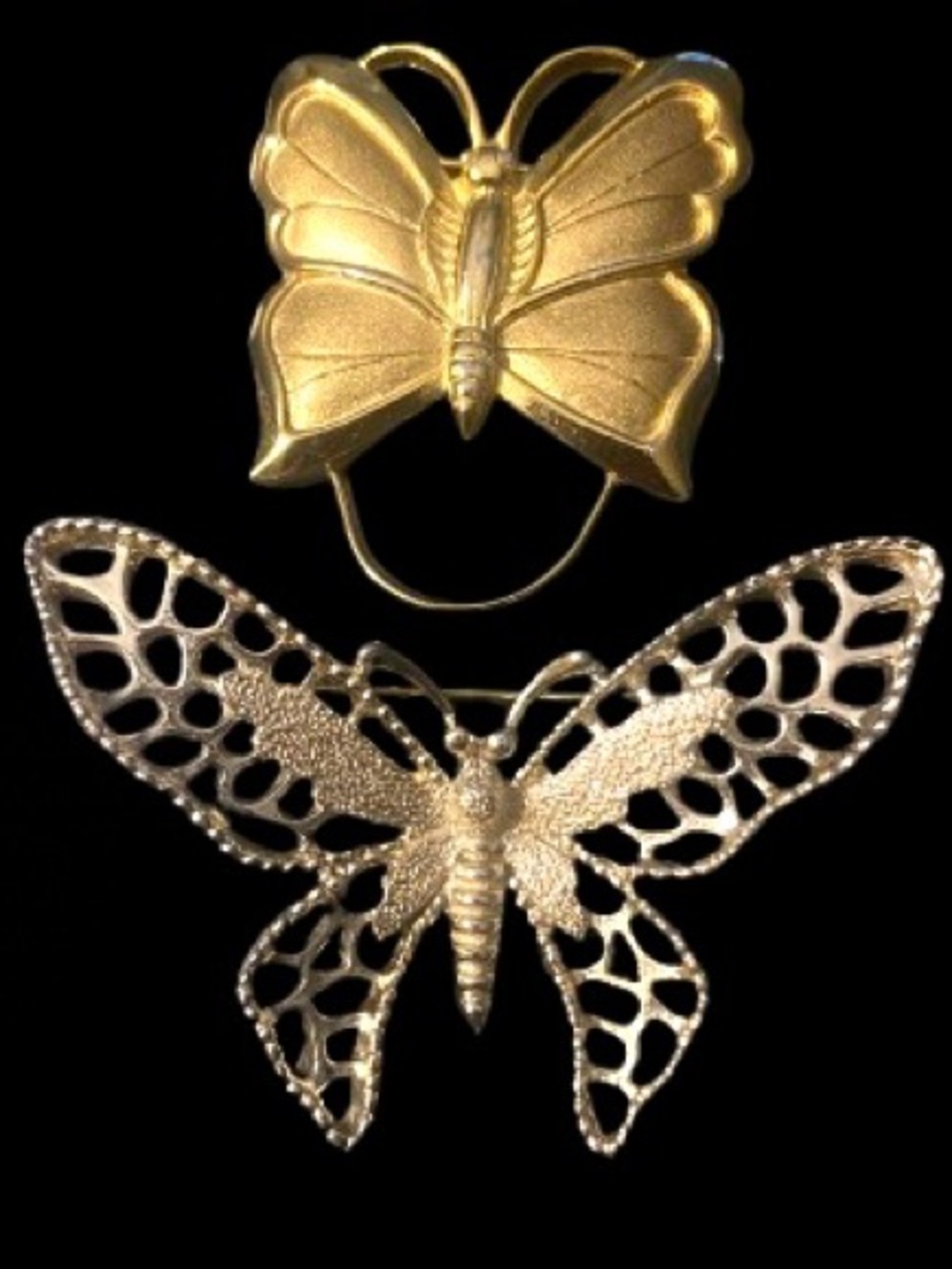 Lot of 2 Vintage Butterfly Brooch Gold Tone Torino & Silver Tone Sarah Coventry